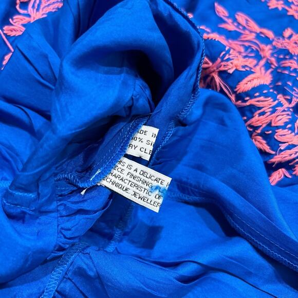 Juliet Dunn silk blouson dress in Royal blue/ candy NWT - Picture 4 of 6